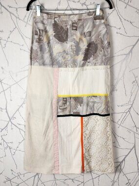 Gerard Feraud Mixed Fabric Patchwork Long Pencil Skirt